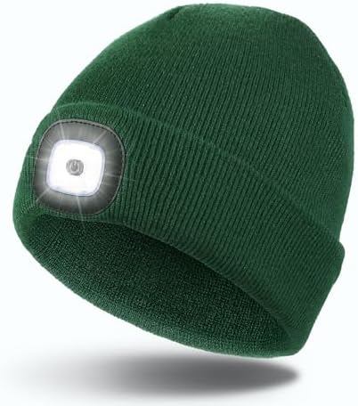 Unisex LED Beanie,USB Rechargeable Winter Flashlight,Christmas Beanie with a Light for Men Blue