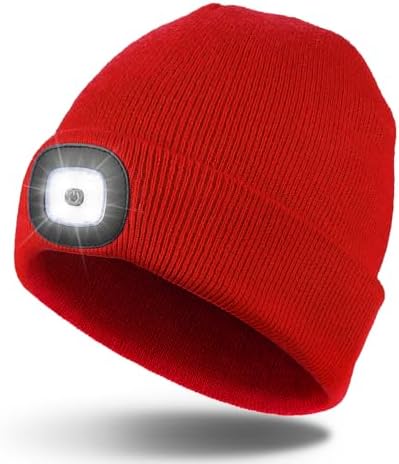 Unisex LED Beanie,USB Rechargeable Winter Flashlight,Christmas Beanie with a Light for Men Blue