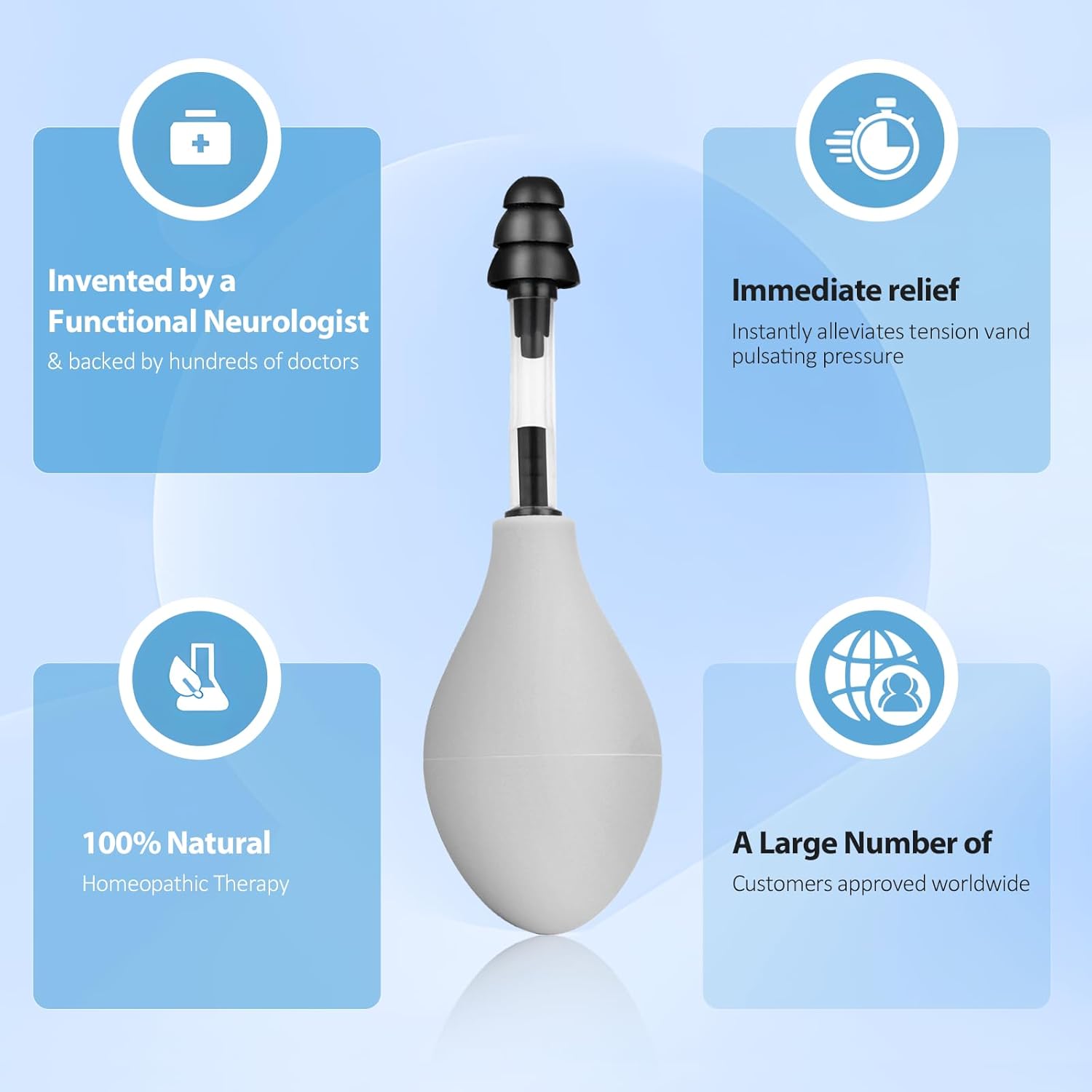 Natural Ear Pressure Relief Device — Instant, Lasting Relief for Ear Pain, Migraine and Headaches via Targeted Inner Stimulation