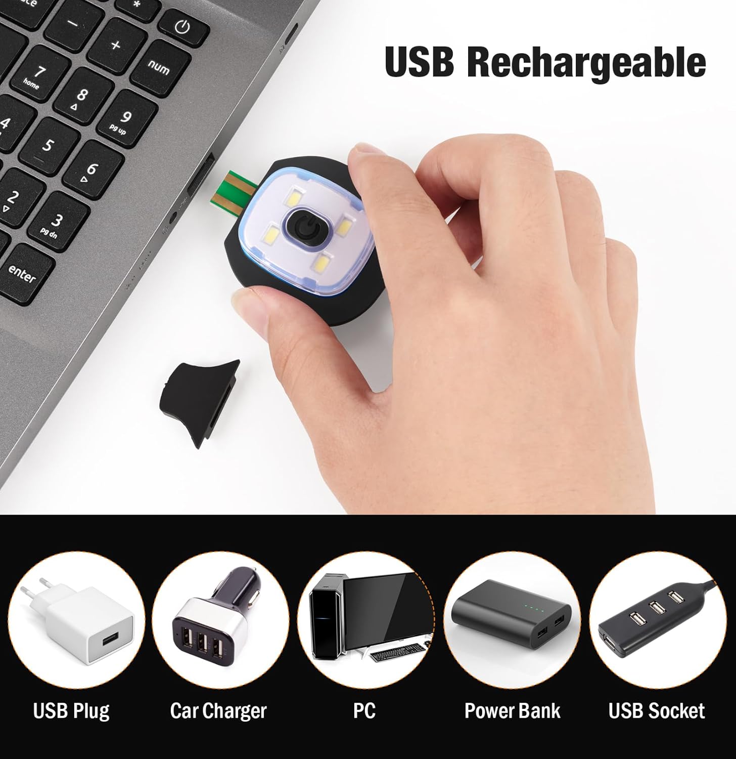 Unisex LED Beanie,USB Rechargeable Winter Flashlight,Christmas Beanie with a Light for Men Blue