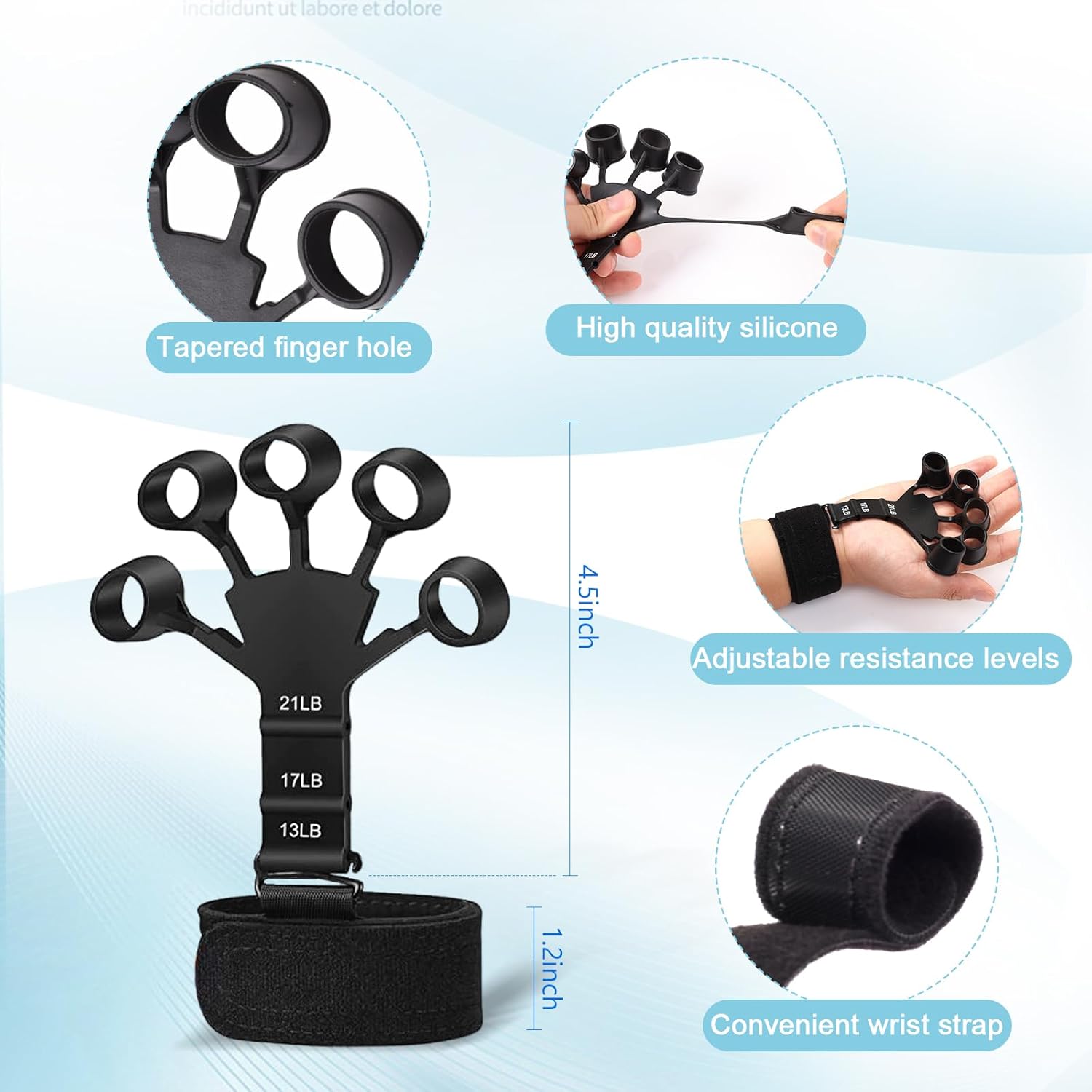 5-Piece Grip Strength Trainer Kit: Hand Gripper, Forearm & Finger Exercisers, Stress Relief Ball, and Forearm Workout Ring for Muscle Building and Injury Recovery