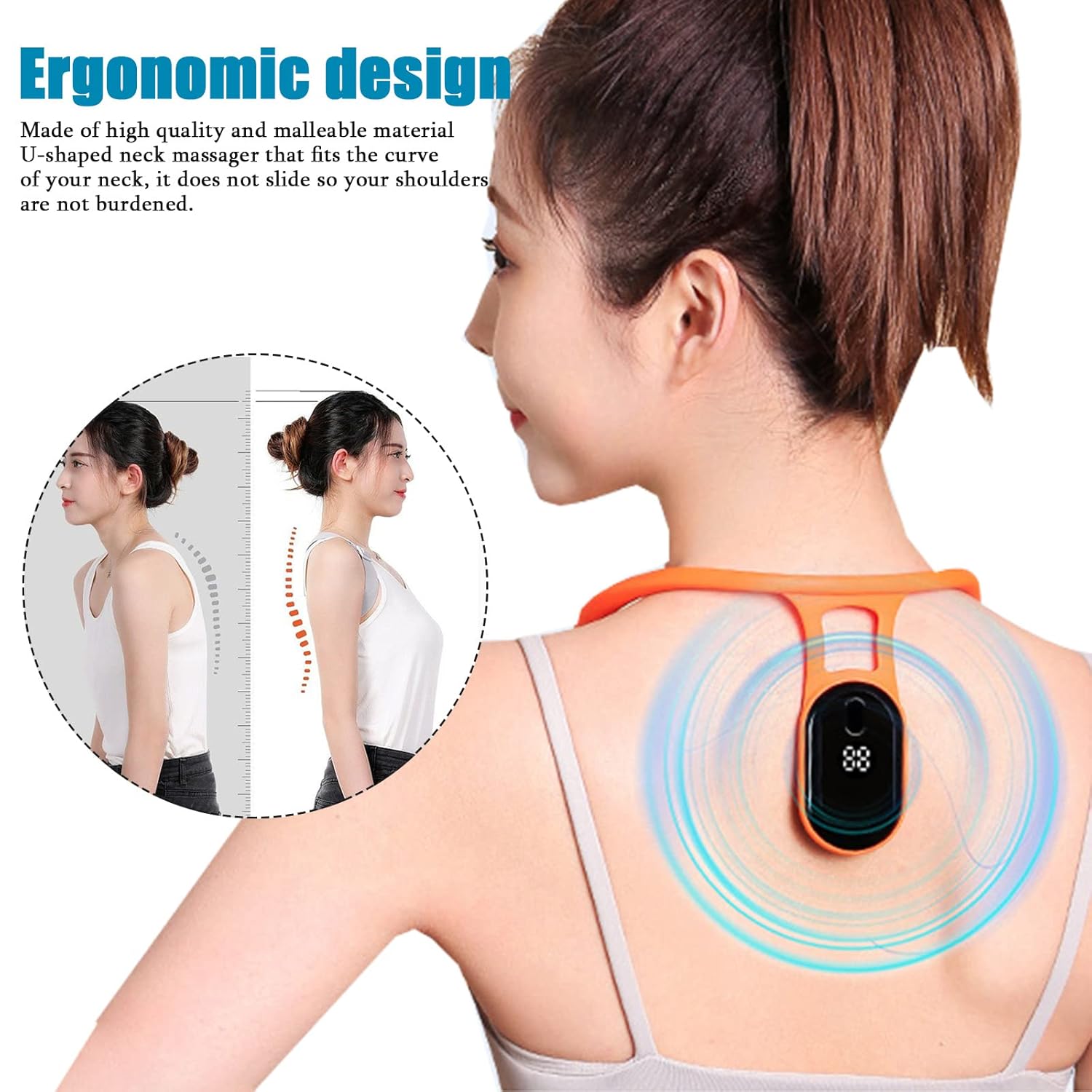 2023 New Smart Back Support, Smart Corrector for Hunchback, Correcting Hunchback, Posture Correcting, Back Posture Monitoring Improving the Hunchback Posture Corrector Vibrating (A-Black)
