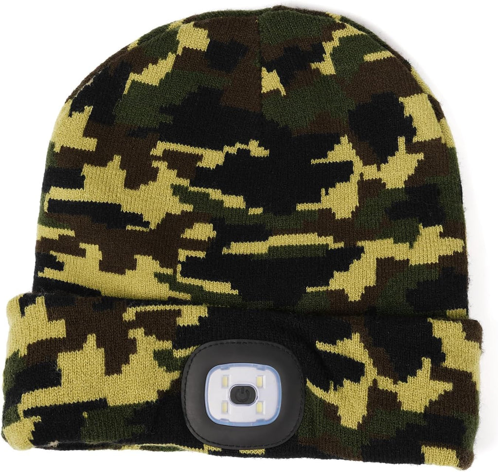 Unisex LED Beanie,USB Rechargeable Winter Flashlight,Christmas Beanie with a Light for Men Blue